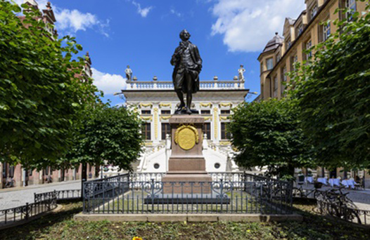 Goethedenkmal und Naschmarkt in Leipzig
